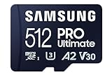 Samsung PRO Ultimate microSD-Karte + SD-Adapter, 512 GB, Für Smartphones, Drohne und Action-Cam , UHS-I U3, 200 MB/s Lesen, 130 MB/s Schreiben,‎ MB-MY512SA/WW