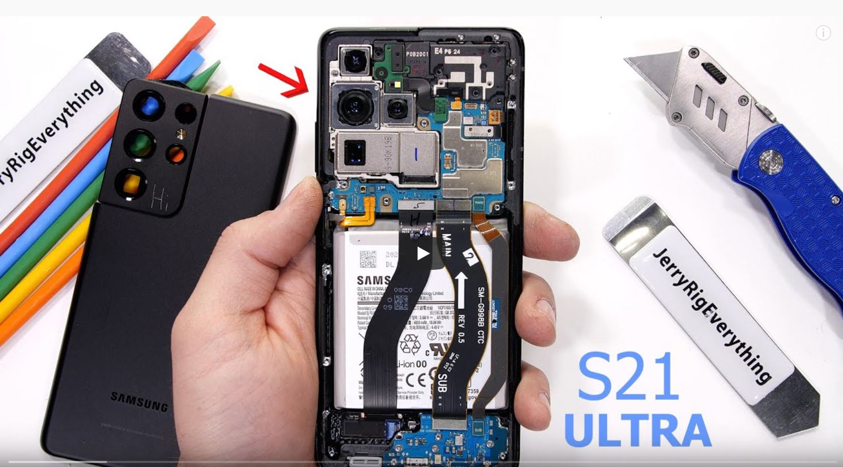 Samsung Galaxy S21 Ultra im TeardownVideo HardwareInside
