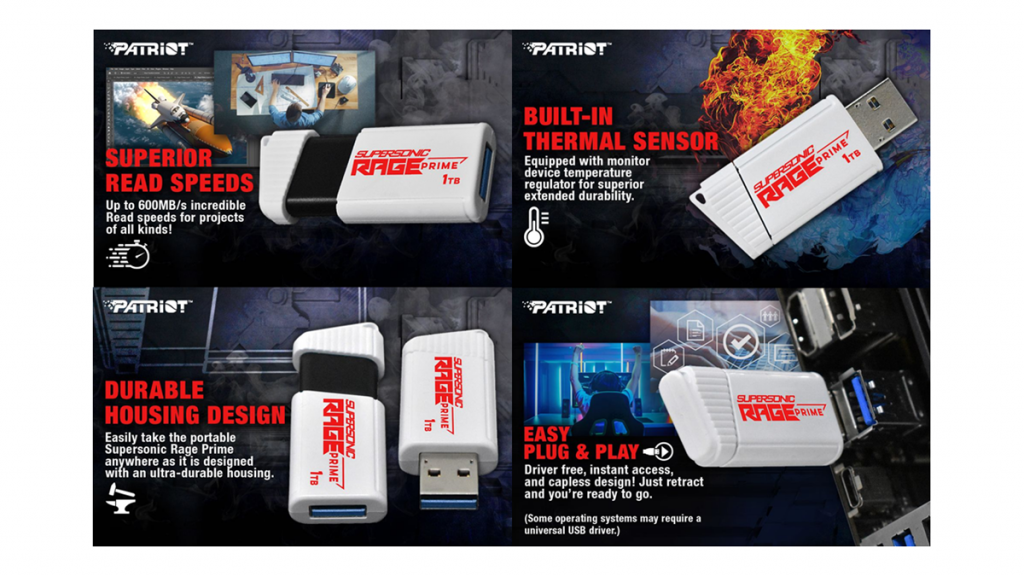 Patriot bringt den Supersonic Rage Prime 3.2 Gen 2 USB-Stick mit bis zu 600 MB/s auf den Markt