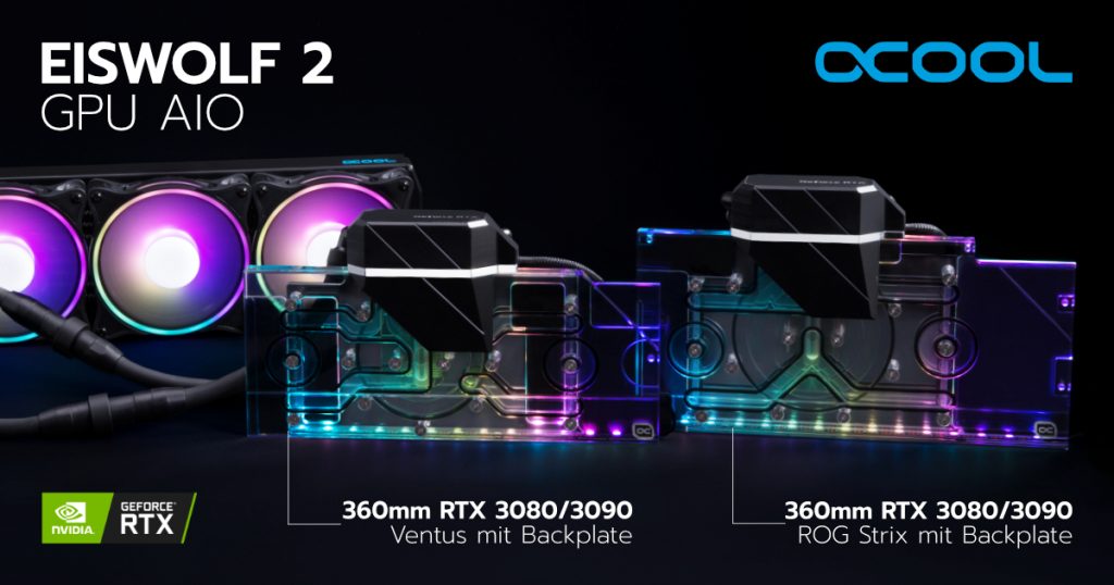 Alphacool präsentiert heute die Eiswolf 2 360mm AIO für Nvidia RTX 3080/3090 MSI Ventus & Asus ROG Strix Grafikkarten