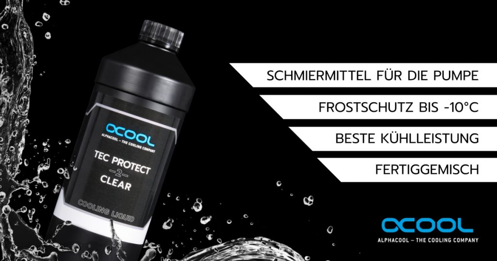 Alphacool präsentiert heute die Tec Protect 2 Clear Kühlflüssigkeit