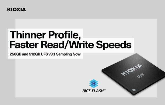 KIOXIA treibt die Entwicklung von Embedded-Flashspeichern mit UFS 3.1 und QLC-Technologie voran