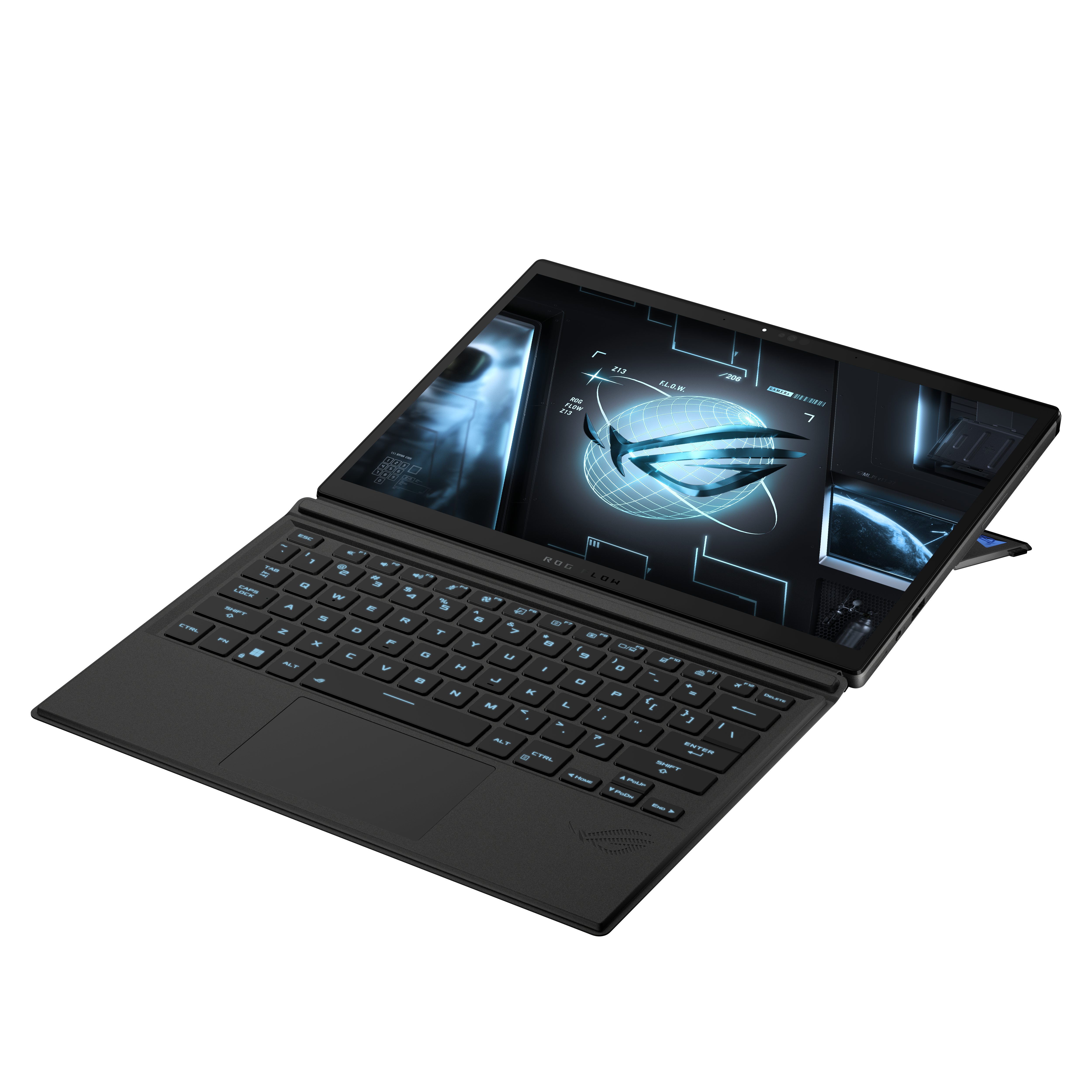 High-End-Gaming: ROG Flow X16 und Flow Z13 sind ab sofort verfügbar ROG FLOW Z13_Top down and off centered shot of the Flow Z13 with keyboard attached