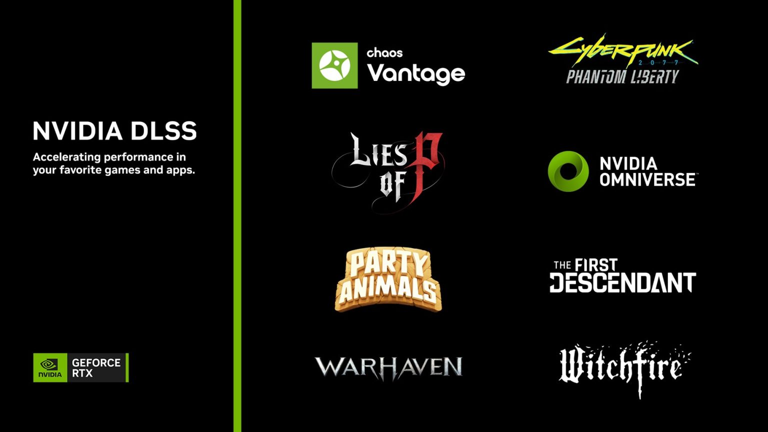 NVIDIA DLSS 3.5 ab 21. September in Cyberpunk 2077 und Chaos Vantage verfügbar, außerdem werden Lies of P, Party Animals, Warhaven und Witchfire mit Day-One-DLSS-Unterstützung eingeführt