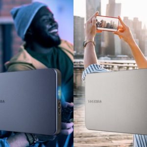 Futuristic server room with digital data streams in blue and orange