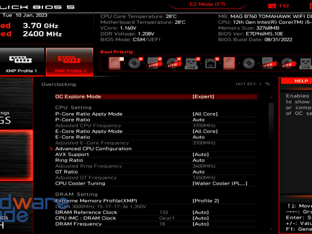 Erweiterter UEFI des MSI MAG B760 TOMAHAWK WIFI DDR4