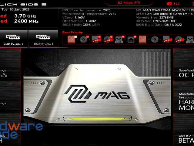 UEFI des MSI MAG B760 TOMAHAWK WIFI DDR4