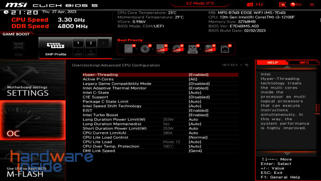 MSI MPG B760I EDGE WIFI BIOS