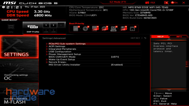 MSI MPG B760I EDGE WIFI BIOS