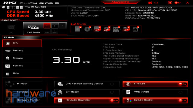 MSI MPG B760I EDGE WIFI BIOS