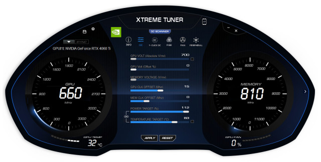 KFA2 Xtreme Tuner - OC Bereich