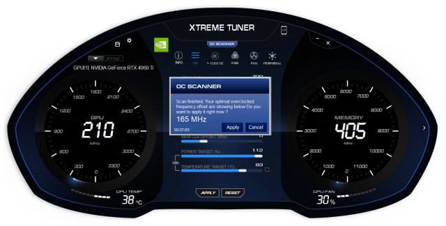 KFA2 Xtreme Tuner - Ocscan Ergebnis