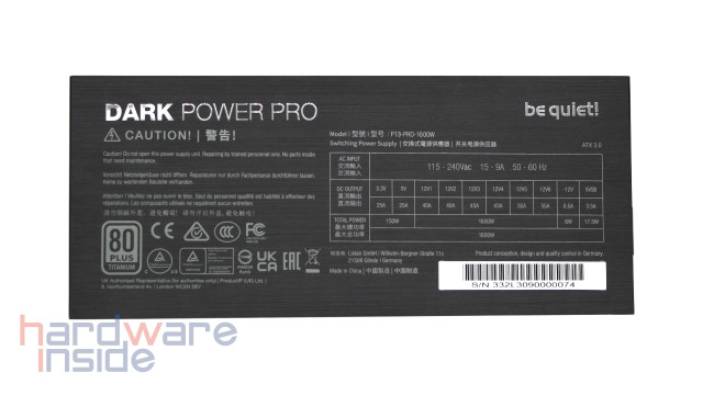 be quiet! DARK POWER PRO 13 1600W – Leistungstabelle
