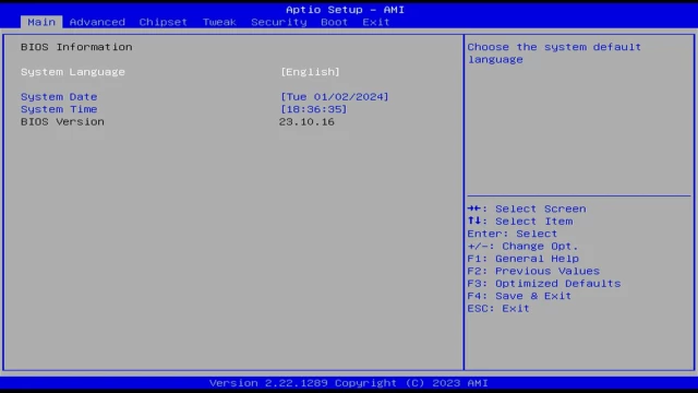 Das Bios des ECS Liva Z5 Plus ist ein normales AMI Bios.