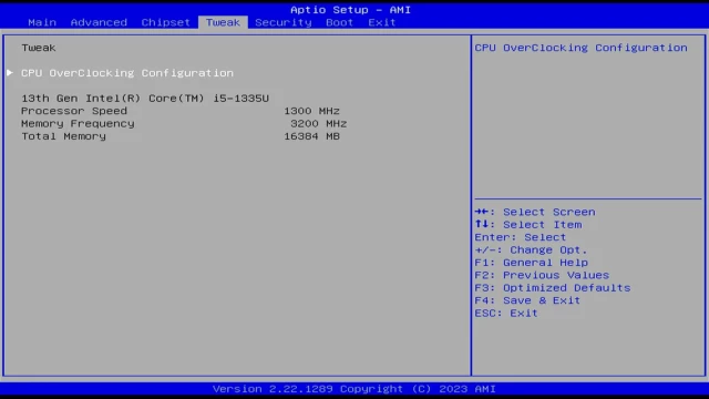 Das Bios des ECS Liva Z5 Plus: In der Tweak-Ansicht können die Power-Limits der CPU angepasst werden, ein wirkliches Overclocking wird allerdings nicht erlaubt.