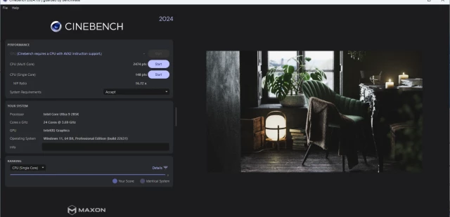 Asus AI Overclocked / DDR5-6000 Cinebench 2024 (ASUS ROG MAXIMUS Z890 HERO / Intel Core Ultra 9 Prozessor 285K / DDR5-6000)