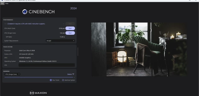 Intel Core Ultra 9 Prozessor 285K / DDR5-4800 Cinebench 2024 (ASUS ROG MAXIMUS Z890 HERO / Intel Core Ultra 9 Prozessor 285K / DDR5-4800)