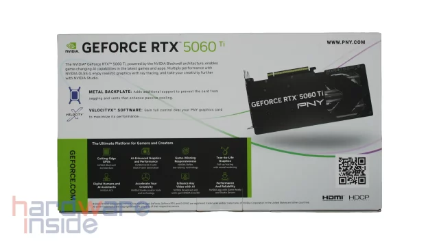 Verpackung Rückseite - PNY GeForce RTX 5060 Ti (16 GB)